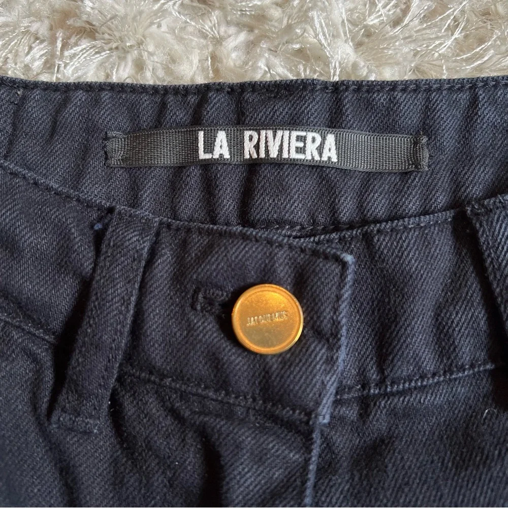 Jacquemus La Riviera Wide Leg Cropped Jeans in Black Size 27 - Picture 6 of 12